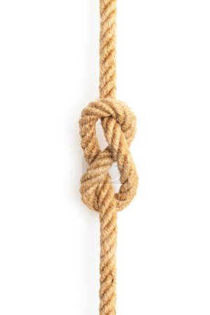 Photo for Rope with tied knot on white background - Royalty Free Image
