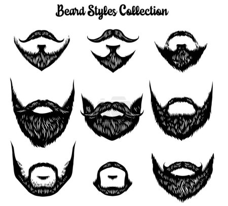 Téléchargez les photos : Dessin à la main des styles de barbe collection - en image libre de droit