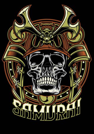Illustration for Skull of samurai warrior - Royalty Free Image