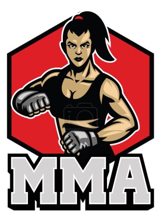 Ilustración de Mujer luchador mascota logo - Imagen libre de derechos