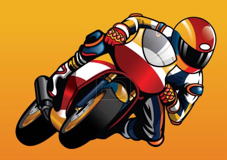 Riding the sportbike hand drawn mascot style