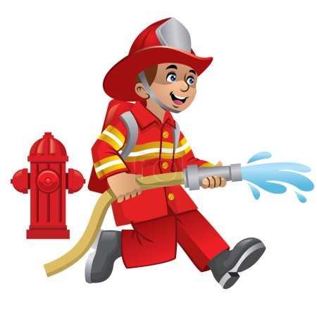 Illustration for Cute cartoon of firefighter - Royalty Free Image
