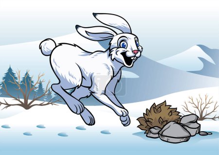 Illustration for Arctic hare in the winter - Royalty Free Image