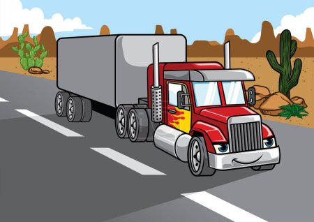 Téléchargez les illustrations : Dessin animé de gros camion - en licence libre de droit