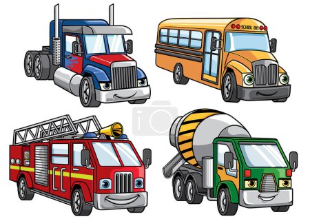 Illustration for Vector of cartoon truck set - Royalty Free Image