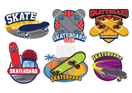 Ilustración de Conjunto de diseño de placa de skate - Imagen libre de derechos