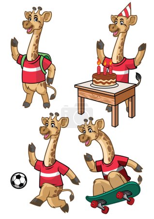 Illustration for Vector of giraffe cartoon set - Royalty Free Image