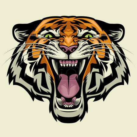 Illustration for Vector of angry tiger head - Royalty Free Image