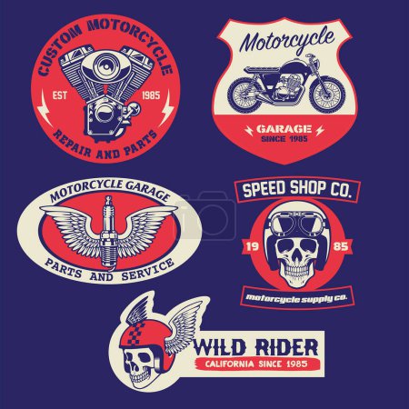 set of vintage motorcycle badge design