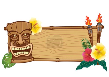 Ilustración de Máscara tiki y marco de madera para el texto - Imagen libre de derechos