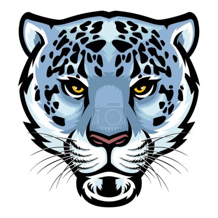 Téléchargez les illustrations : Vecteur de style logo Snow Leopard Head - en licence libre de droit