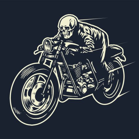 Téléchargez les illustrations : Crâne monter la moto Café Racer - en licence libre de droit