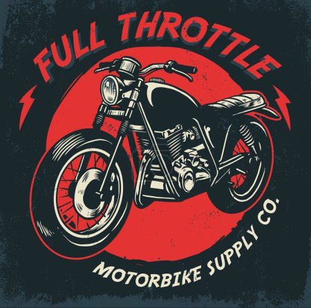 Téléchargez les illustrations : Dessin à la main vintage design de moto - en licence libre de droit