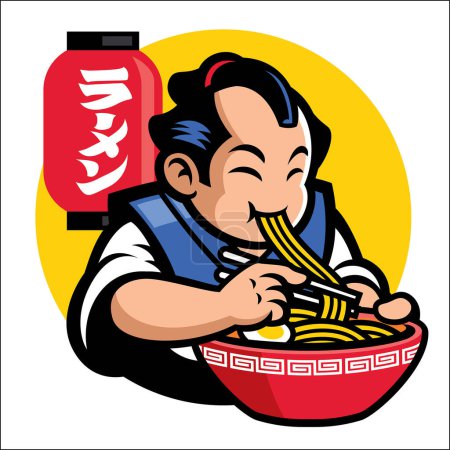 Illustration for Ramen mascot of traditional japan men - Royalty Free Image