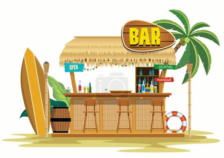 Ilustración de Vector de diseño de bar de playa tropical - Imagen libre de derechos