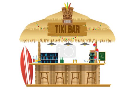 Ilustración de Tiki bar en la playa - Imagen libre de derechos