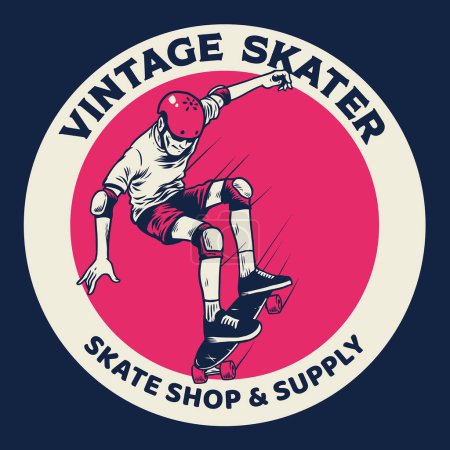 badge vintage du concept de skateboard