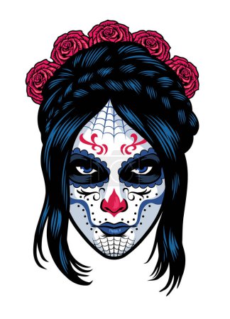Illustration for Women wearing sugar skull make up - Royalty Free Image