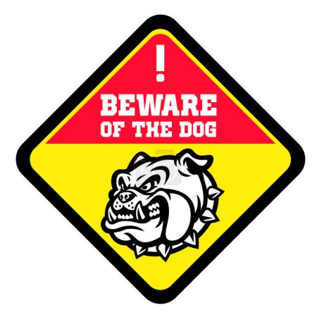 Vorsicht vor dem Hundeschild mit wütendem Bulldogkopf