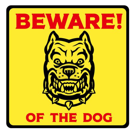 beware of the dog yellow sign