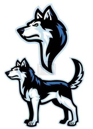 siberian husky dog mascot set