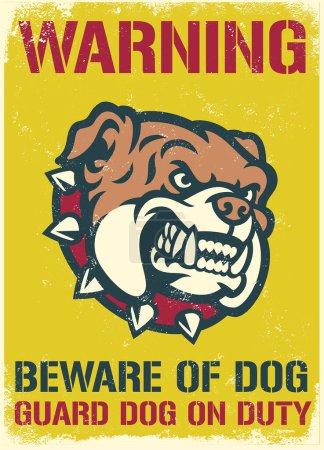 Vintage und strukturierte Warnzeichen für Vorsicht vor dem Hund