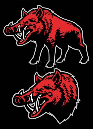 wild boar mascot set