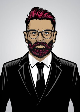 Illustration for Bearded hipster style man wearing suit - Royalty Free Image