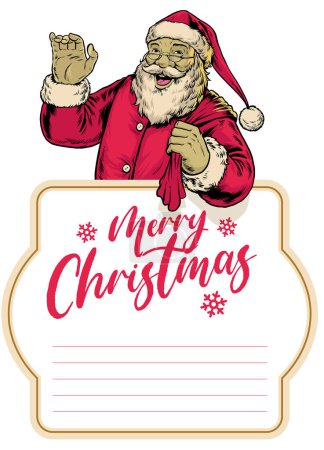 Ilustración de Feliz vintage santa claus saludo feliz navidad - Imagen libre de derechos