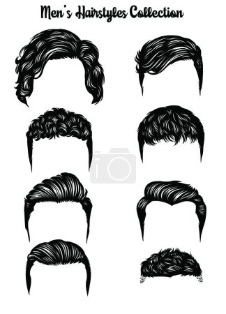 Illustration for Handdrawn mens hairstyles collection - Royalty Free Image