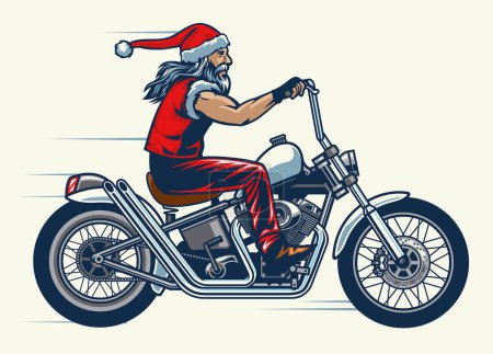 Téléchargez les illustrations : Motocycliste monter le vélo hachoir et habillé en Santa Claus - en licence libre de droit