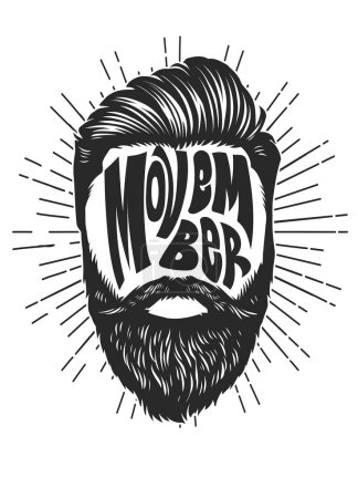Illustration for Movember vintage design with bearded man head - Royalty Free Image
