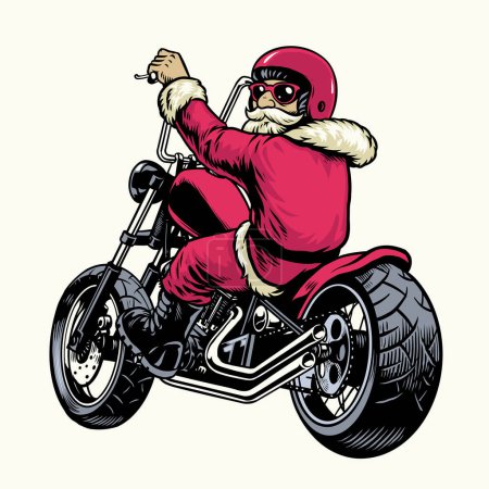 Illustration for Santa claus riding chopper motorcycle - Royalty Free Image