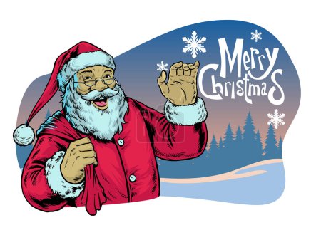 Ilustración de Santa Claus saludo feliz navidad - Imagen libre de derechos