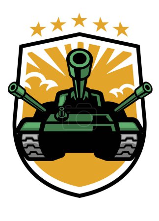 Ilustración de Mascota tanque militar en el formato de escudo - Imagen libre de derechos
