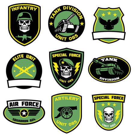 Ilustración de Set insignias militar en paquete - Imagen libre de derechos