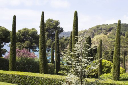 Beautiful view of the gardens of Saint Clotilde on a summer day. Lloret de Mar. Spain.