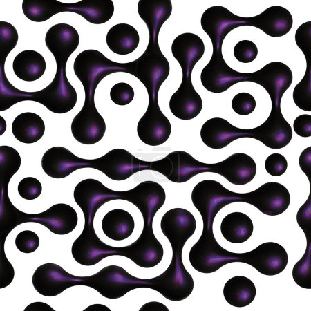 Liquid connected blobs seamless background. Seamless metaballs pattern. Morph shiny 3D metaball shapes texture for design.Modern 3D background.Vector illustration