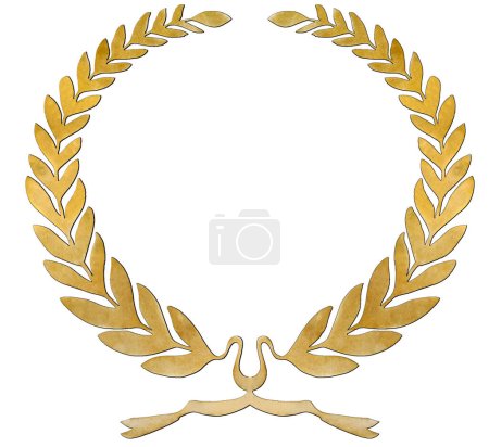 Golden laurel wreath isolated on white background symbol of victory