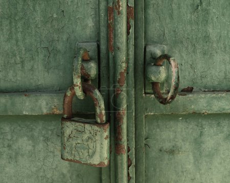 Old metal gate with external lock