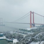 Wuhan Hanyang River Beach and South Mouth park snow scenery
