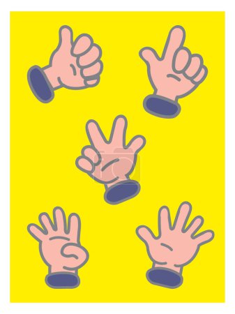 Illustration for Set of hands and fingers and recreational activities for children at home and at school. A worksheet for parents and teachers to teach, exercise and train children to acquire new skills - Royalty Free Image