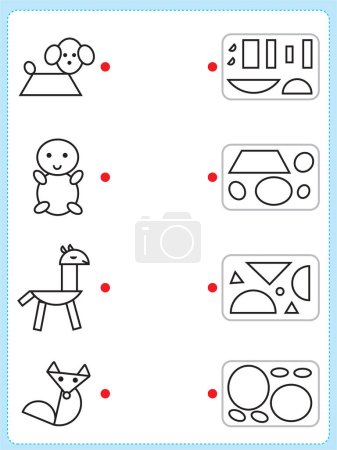 Ilustración de Educational and recreational activities for children at home and at school. A worksheet for parents and teachers to teach, exercise and train children to acquire new skills - Imagen libre de derechos