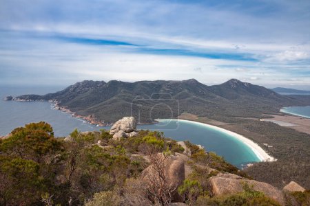Photo for Breathtaking view from the top of Mount Amos, overlooking the Wineglass Bay, Tasmania, Australia - Royalty Free Image