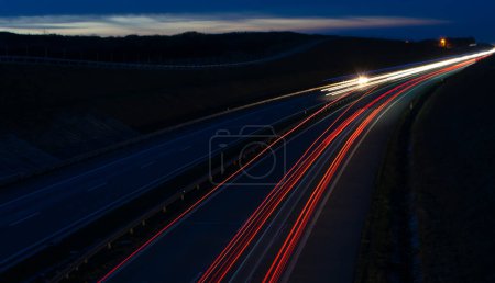 Lights of cars driving at night. long exposure