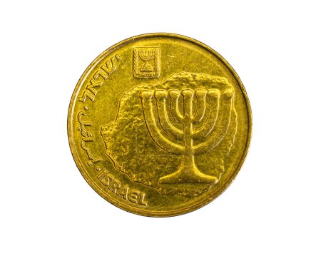 Photo for 10 Israeli New Agora coin on a white isolated background - Royalty Free Image
