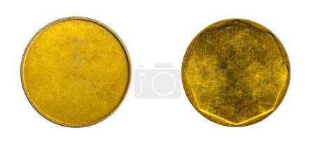 Photo for Old empty gold coin on white isolated background - Royalty Free Image