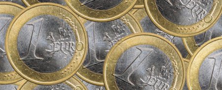 Photo for One euro coins on a stack . background - Royalty Free Image
