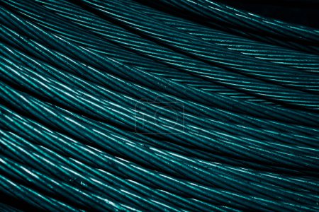 Foto de Cable eléctrico de aluminio azul.fondo o textura - Imagen libre de derechos