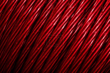 Foto de Cable eléctrico de aluminio rojo. Fondo o textura - Imagen libre de derechos